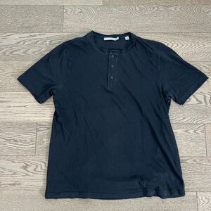 Vince Double Layer Henley T-shirt, size Small in Navy.